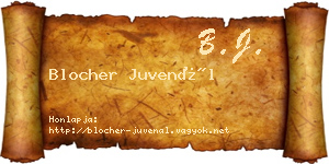 Blocher Juvenál névjegykártya